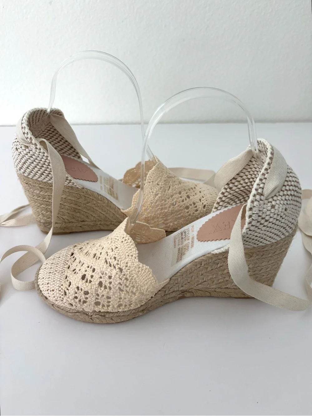 J.Crew Crochet Lace-Up Espadrille Wedges NWT Ivory Cottagecore Size 8